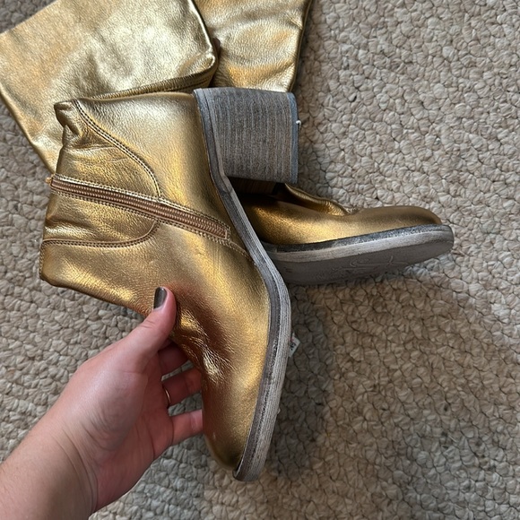 Free People Essential Tall Slouch Boots Metallic Gold Size - Picture 4 of 5